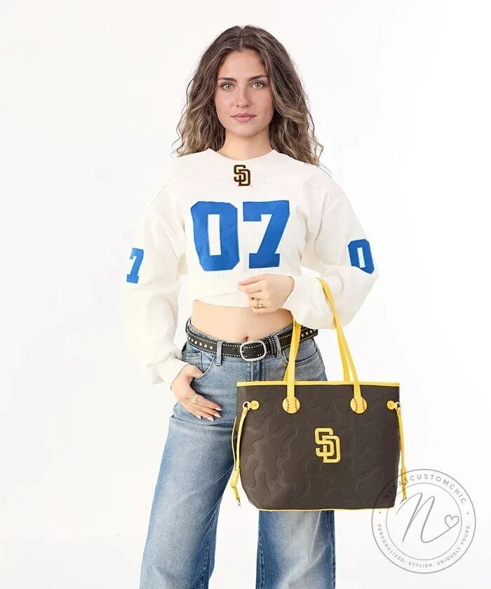 San Diego Padres MLB Baseball Team Logo Tote Bag with Wristlet Wallet Set 21 San Diego Padres MLB Baseball Team Logo Tote Bag with Wristlet Wallet Set