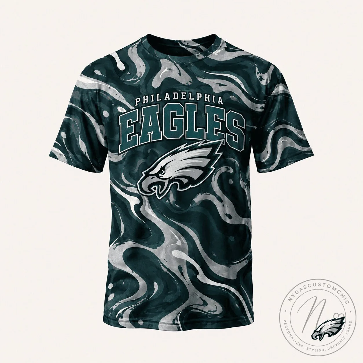 Philadelphia Eagles NFL Fan Shirt, Hydro Swirl Pattern Football T-Shirt