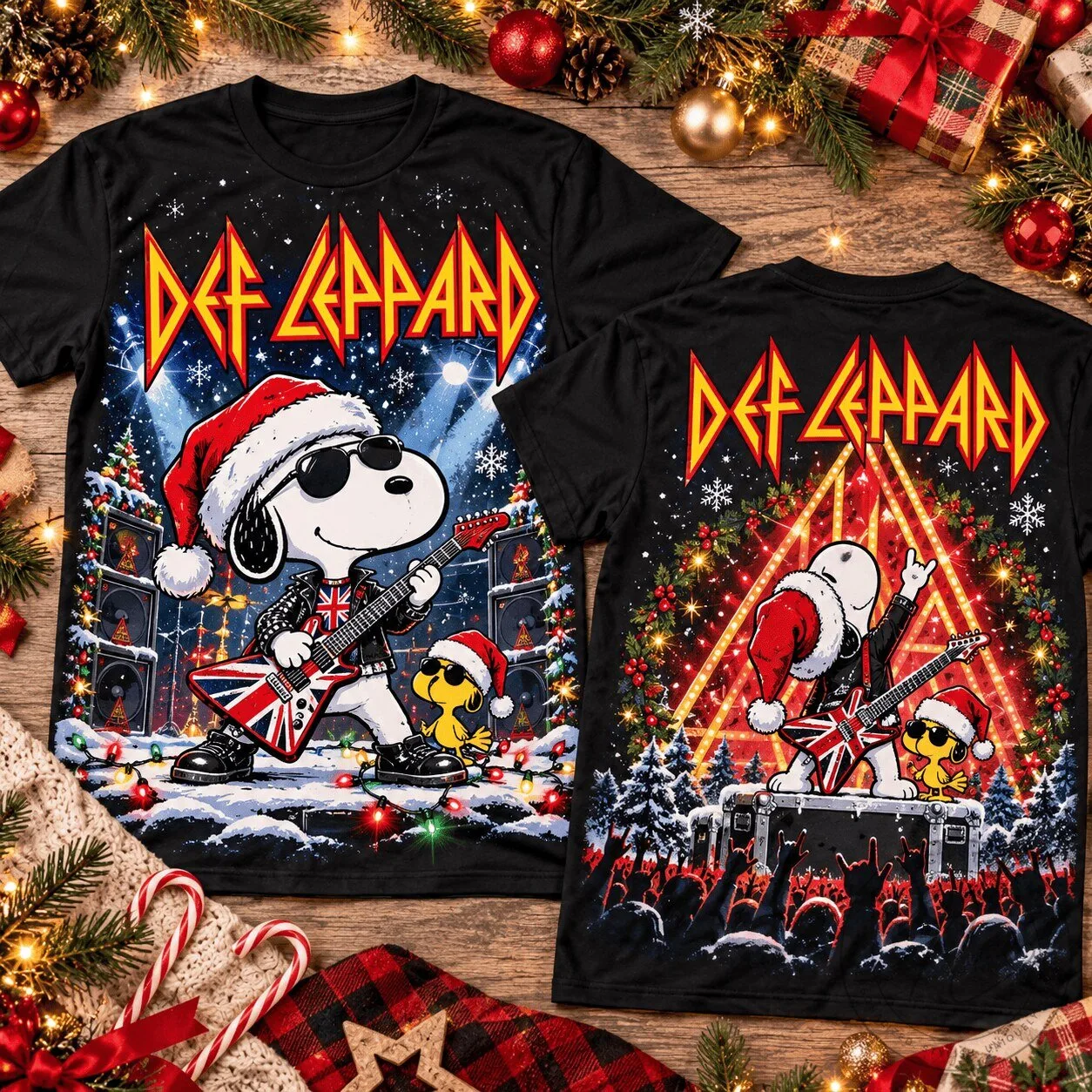 Def Leppard Snoopy Christmas Holiday Concert T-Shirt