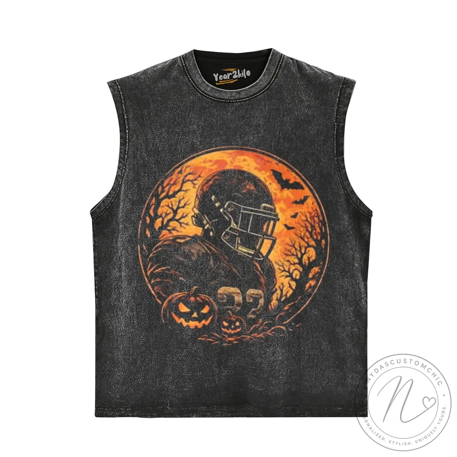 Spooky Football Player Pumpkin Halloween Full Moon Black T-Shirt 13 Spooky Football Player Pumpkin Halloween Full Moon Black T-Shirt