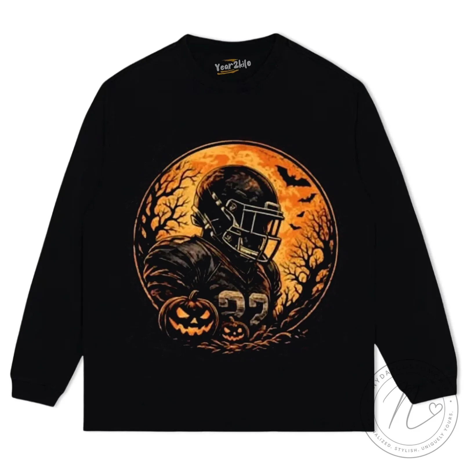 Spooky Football Player Pumpkin Halloween Full Moon Black T-Shirt 15 Spooky Football Player Pumpkin Halloween Full Moon Black T-Shirt