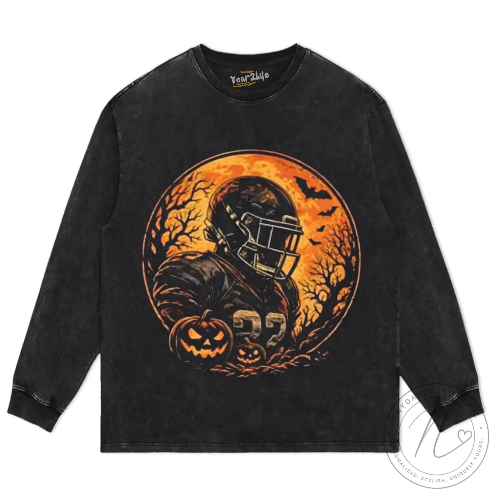 Spooky Football Player Pumpkin Halloween Full Moon Black T-Shirt 16 Spooky Football Player Pumpkin Halloween Full Moon Black T-Shirt