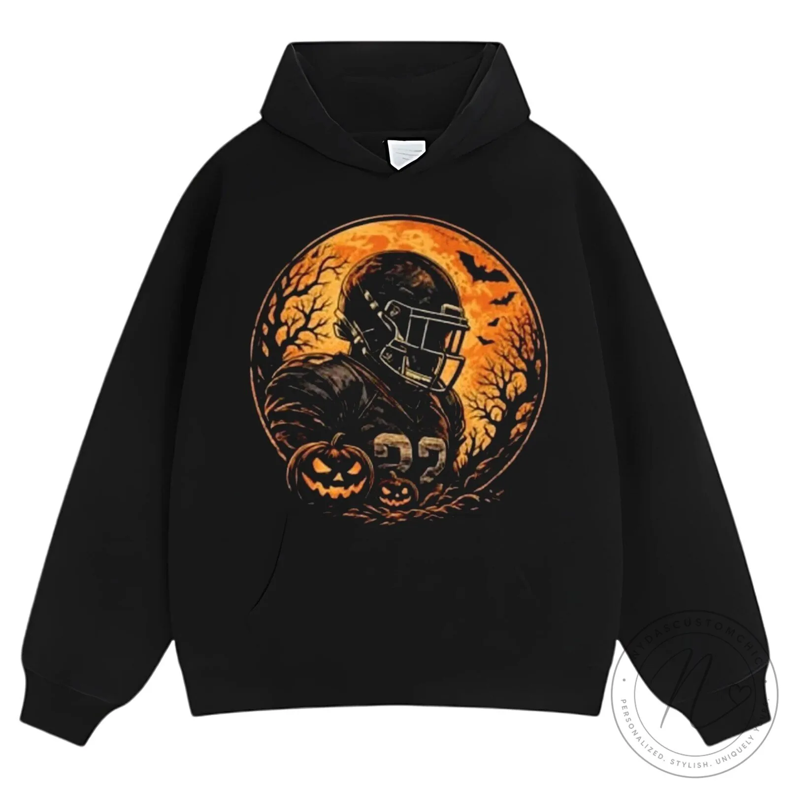Spooky Football Player Pumpkin Halloween Full Moon Black T-Shirt 17 Spooky Football Player Pumpkin Halloween Full Moon Black T-Shirt