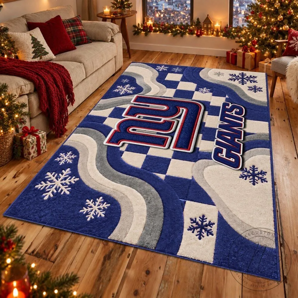 New York Giants NFL Football Team Snowflake Pattern Area Rug