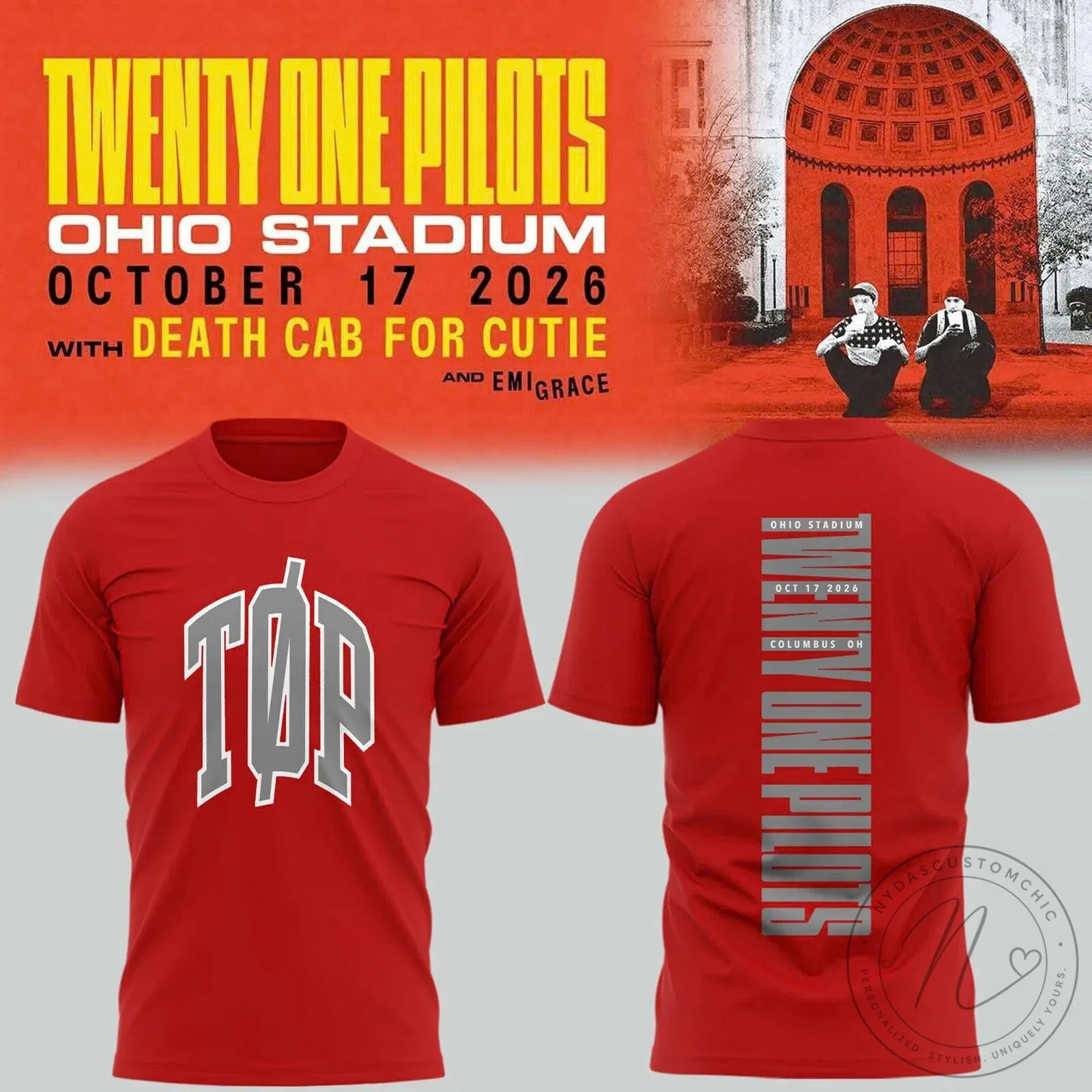 Red T-Shirt for October 2026 Twenty One Pilots Concert at Ohio Stadium 4 Red T-Shirt for October 2026 Twenty One Pilots Concert at Ohio Stadium
