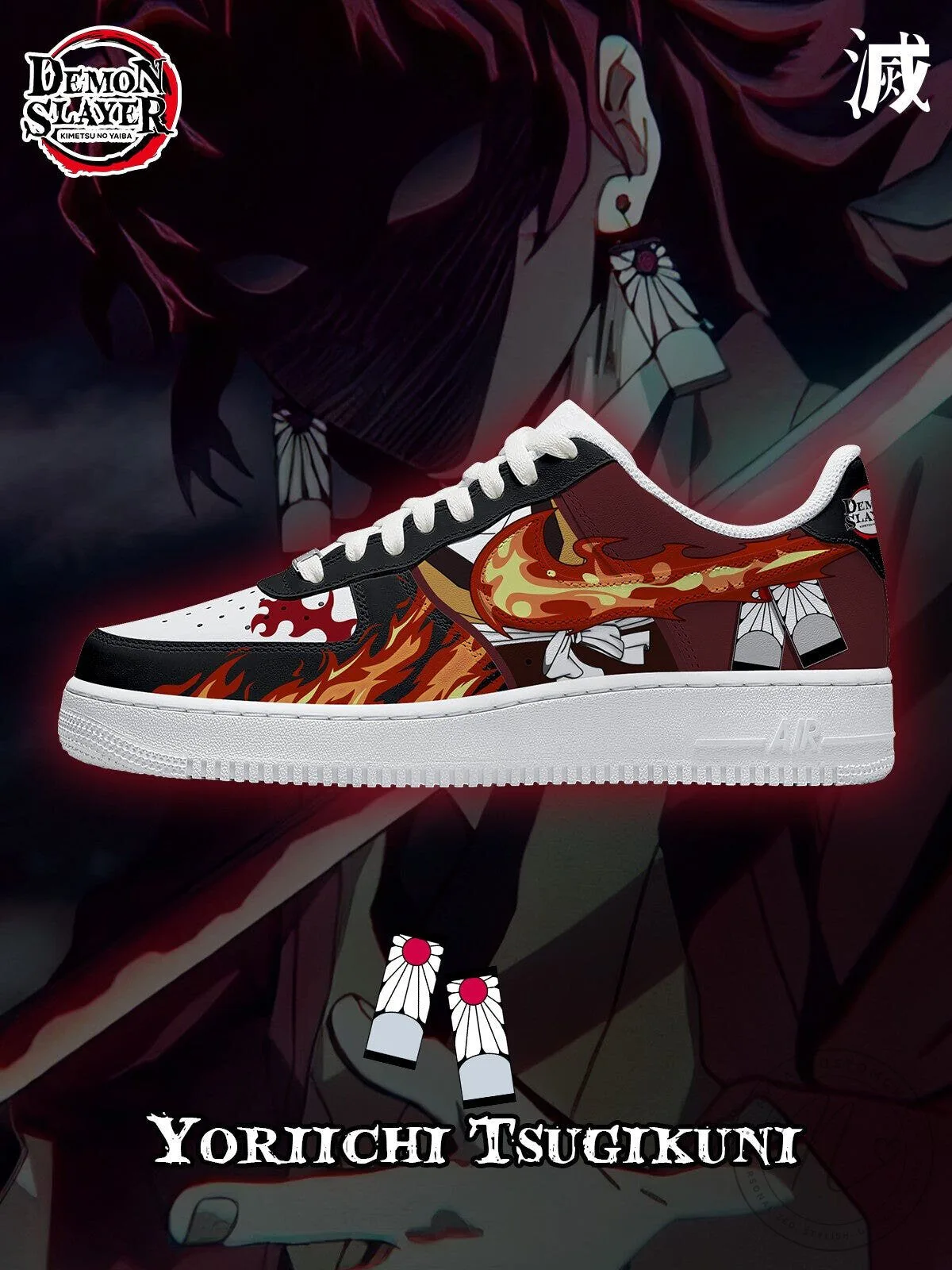 Yoriichi Tsugikuni Demon Slayer Anime Custom Sneakers 3 Yoriichi Tsugikuni Demon Slayer Anime Custom Sneakers
