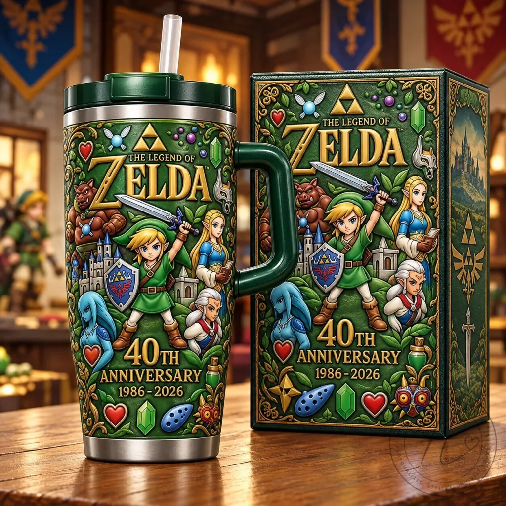 The Legend of Zelda 40th Anniversary Stainless Steel Tumbler The Legend of Zelda 40th Anniversary Stainless Steel Tumbler